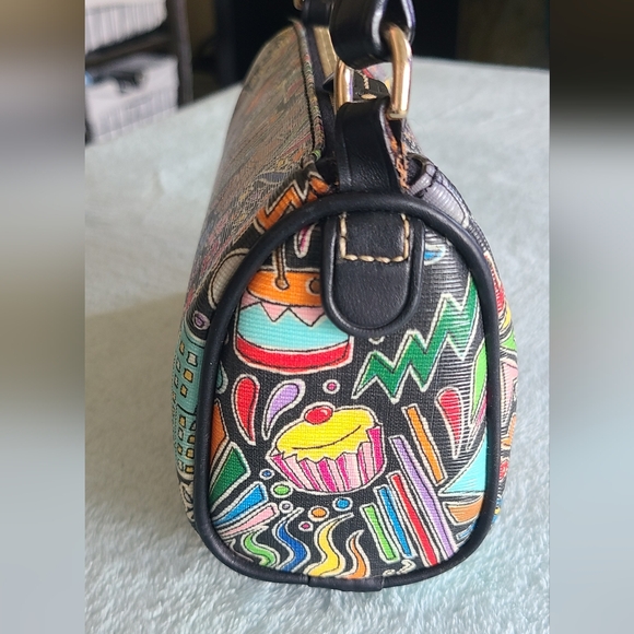 Dooney & Bourke Black Multicolor Doodle Wristlet - Picture 3 of 13